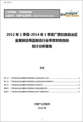 2012-2014年一季度廣西金屬制日用品制造行業財務指標分析季報